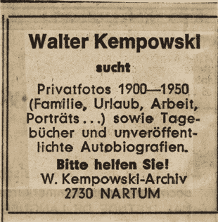 Walter Kempowski sucht